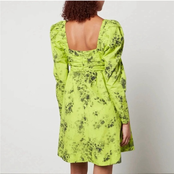 Ganni Floral-Print Organic-Cotton Mini Dress Size US 0 NWOT - Picture 2 of 10